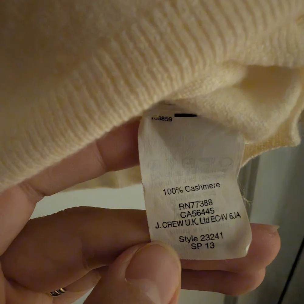 J. Crew Cream Button-Up Lightweight Cashmere Cardigan